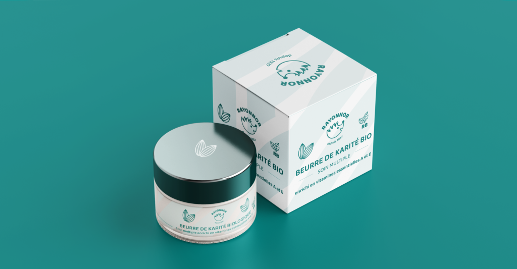 Rayonnor packaging design creme beurre de karite skincare