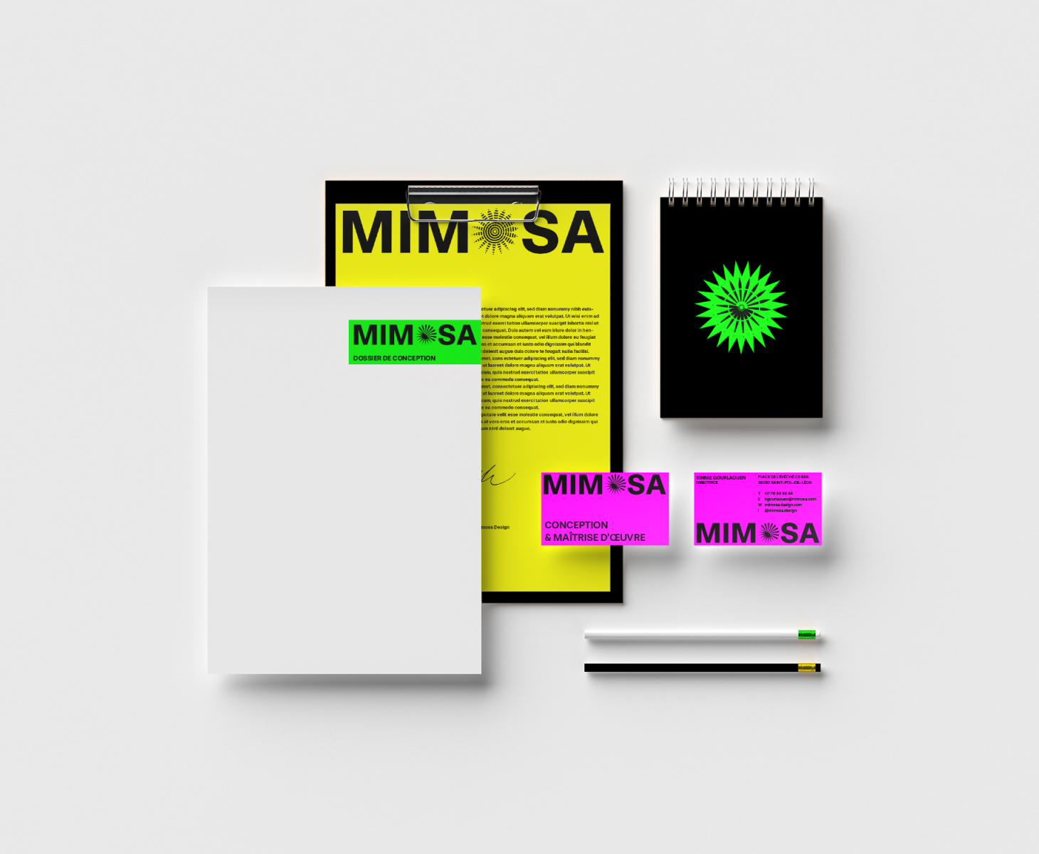 Mimosa, design papeterie