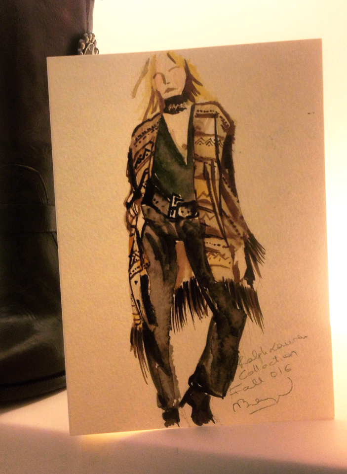 Ralph Lauren, aquarelle, fashion sketch, look